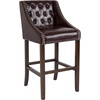 image:imageFlash Furniture Carmel Series 24 High Transitional Tufted Walnut Counter Height Stool with Accent Nail Trim in Dark Gray FabricBrown Leathersoft