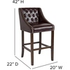image:imageFlash Furniture Carmel Series 24 High Transitional Tufted Walnut Counter Height Stool with Accent Nail Trim in Dark Gray FabricBrown Leathersoft