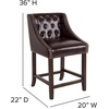 image:imageFlash Furniture Carmel Series 24 High Transitional Tufted Walnut Counter Height Stool with Accent Nail Trim in Dark Gray FabricBrown Leathersoft