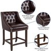 image:imageFlash Furniture Carmel Series 24 High Transitional Tufted Walnut Counter Height Stool with Accent Nail Trim in Dark Gray FabricBrown Leathersoft