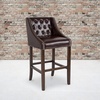 image:imageFlash Furniture Carmel Series 24 High Transitional Tufted Walnut Counter Height Stool with Accent Nail Trim in Dark Gray FabricBrown Leathersoft
