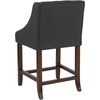 image:imageFlash Furniture Carmel Series 24 High Transitional Tufted Walnut Counter Height Stool with Accent Nail Trim in Dark Gray FabricCharcoal Fabric