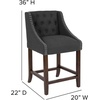 image:imageFlash Furniture Carmel Series 24 High Transitional Tufted Walnut Counter Height Stool with Accent Nail Trim in Dark Gray FabricCharcoal Fabric