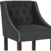 image:imageFlash Furniture Carmel Series 24 High Transitional Tufted Walnut Counter Height Stool with Accent Nail Trim in Dark Gray FabricCharcoal Fabric