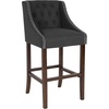 image:imageFlash Furniture Carmel Series 24 High Transitional Tufted Walnut Counter Height Stool with Accent Nail Trim in Dark Gray FabricCharcoal Fabric