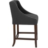 image:imageFlash Furniture Carmel Series 24 High Transitional Tufted Walnut Counter Height Stool with Accent Nail Trim in Dark Gray FabricCharcoal Fabric
