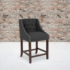image:imageFlash Furniture Carmel Series 24 High Transitional Tufted Walnut Counter Height Stool with Accent Nail Trim in Dark Gray FabricCharcoal Fabric