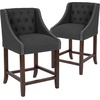 image:imageFlash Furniture Carmel Series 24 High Transitional Tufted Walnut Counter Height Stool with Accent Nail Trim in Dark Gray FabricCharcoal Fabric