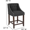 image:imageFlash Furniture Carmel Series 24 High Transitional Tufted Walnut Counter Height Stool with Accent Nail Trim in Dark Gray FabricCharcoal Fabric