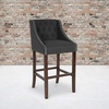 image:imageFlash Furniture Carmel Series 24 High Transitional Tufted Walnut Counter Height Stool with Accent Nail Trim in Dark Gray FabricCharcoal Fabric