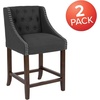 image:imageFlash Furniture Carmel Series 24 High Transitional Tufted Walnut Counter Height Stool with Accent Nail Trim in Dark Gray FabricCharcoal Fabric