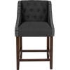 image:imageFlash Furniture Carmel Series 24 High Transitional Tufted Walnut Counter Height Stool with Accent Nail Trim in Dark Gray FabricCharcoal Fabric
