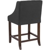 image:imageFlash Furniture Carmel Series 24 High Transitional Tufted Walnut Counter Height Stool with Accent Nail Trim in Dark Gray FabricCharcoal Fabric