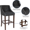 image:imageFlash Furniture Carmel Series 24 High Transitional Tufted Walnut Counter Height Stool with Accent Nail Trim in Dark Gray FabricCharcoal Fabric