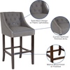 image:imageFlash Furniture Carmel Series 24 High Transitional Tufted Walnut Counter Height Stool with Accent Nail Trim in Dark Gray FabricDark Gray Fabric