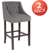 image:imageFlash Furniture Carmel Series 24 High Transitional Tufted Walnut Counter Height Stool with Accent Nail Trim in Dark Gray FabricDark Gray Fabric