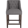 image:imageFlash Furniture Carmel Series 24 High Transitional Tufted Walnut Counter Height Stool with Accent Nail Trim in Dark Gray FabricDark Gray Fabric