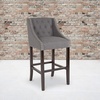 image:imageFlash Furniture Carmel Series 24 High Transitional Tufted Walnut Counter Height Stool with Accent Nail Trim in Dark Gray FabricDark Gray Fabric