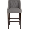 image:imageFlash Furniture Carmel Series 24 High Transitional Tufted Walnut Counter Height Stool with Accent Nail Trim in Dark Gray FabricDark Gray Fabric