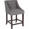 image:imageFlash Furniture Carmel Series 24 High Transitional Tufted Walnut Counter Height Stool with Accent Nail Trim in Dark Gray FabricDark Gray Fabric