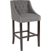 image:imageFlash Furniture Carmel Series 24 High Transitional Tufted Walnut Counter Height Stool with Accent Nail Trim in Dark Gray FabricDark Gray Fabric