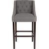 image:imageFlash Furniture Carmel Series 24 High Transitional Tufted Walnut Counter Height Stool with Accent Nail Trim in Dark Gray FabricDark Gray Fabric