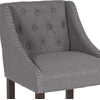 image:imageFlash Furniture Carmel Series 24 High Transitional Tufted Walnut Counter Height Stool with Accent Nail Trim in Dark Gray FabricDark Gray Fabric