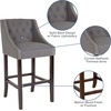 image:imageFlash Furniture Carmel Series 24 High Transitional Tufted Walnut Counter Height Stool with Accent Nail Trim in Dark Gray FabricDark Gray Fabric
