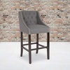 image:imageFlash Furniture Carmel Series 24 High Transitional Tufted Walnut Counter Height Stool with Accent Nail Trim in Dark Gray FabricDark Gray Fabric