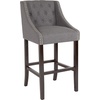 image:imageFlash Furniture Carmel Series 24 High Transitional Tufted Walnut Counter Height Stool with Accent Nail Trim in Dark Gray FabricDark Gray Fabric