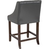 image:imageFlash Furniture Carmel Series 24 High Transitional Tufted Walnut Counter Height Stool with Accent Nail Trim in Dark Gray FabricDark Gray Leathersoft