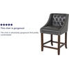 image:imageFlash Furniture Carmel Series 24 High Transitional Tufted Walnut Counter Height Stool with Accent Nail Trim in Dark Gray FabricDark Gray Leathersoft