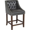 image:imageFlash Furniture Carmel Series 24 High Transitional Tufted Walnut Counter Height Stool with Accent Nail Trim in Dark Gray FabricDark Gray Leathersoft