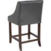 image:imageFlash Furniture Carmel Series 24 High Transitional Tufted Walnut Counter Height Stool with Accent Nail Trim in Dark Gray FabricDark Gray Leathersoft