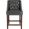 image:imageFlash Furniture Carmel Series 24 High Transitional Tufted Walnut Counter Height Stool with Accent Nail Trim in Dark Gray FabricDark Gray Leathersoft