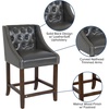 image:imageFlash Furniture Carmel Series 24 High Transitional Tufted Walnut Counter Height Stool with Accent Nail Trim in Dark Gray FabricDark Gray Leathersoft