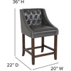 image:imageFlash Furniture Carmel Series 24 High Transitional Tufted Walnut Counter Height Stool with Accent Nail Trim in Dark Gray FabricDark Gray Leathersoft