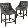 image:imageFlash Furniture Carmel Series 24 High Transitional Tufted Walnut Counter Height Stool with Accent Nail Trim in Dark Gray FabricDark Gray Leathersoft