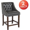 image:imageFlash Furniture Carmel Series 24 High Transitional Tufted Walnut Counter Height Stool with Accent Nail Trim in Dark Gray FabricDark Gray Leathersoft