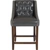 image:imageFlash Furniture Carmel Series 24 High Transitional Tufted Walnut Counter Height Stool with Accent Nail Trim in Dark Gray FabricDark Gray Leathersoft