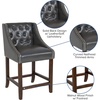 image:imageFlash Furniture Carmel Series 24 High Transitional Tufted Walnut Counter Height Stool with Accent Nail Trim in Dark Gray FabricDark Gray Leathersoft