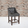 image:imageFlash Furniture Carmel Series 24 High Transitional Tufted Walnut Counter Height Stool with Accent Nail Trim in Dark Gray FabricDark Gray Leathersoft