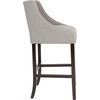 image:imageFlash Furniture Carmel Series 24 High Transitional Tufted Walnut Counter Height Stool with Accent Nail Trim in Dark Gray FabricLight Gray Fabric