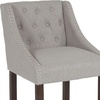 image:imageFlash Furniture Carmel Series 24 High Transitional Tufted Walnut Counter Height Stool with Accent Nail Trim in Dark Gray FabricLight Gray Fabric