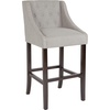 image:imageFlash Furniture Carmel Series 24 High Transitional Tufted Walnut Counter Height Stool with Accent Nail Trim in Dark Gray FabricLight Gray Fabric
