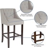 image:imageFlash Furniture Carmel Series 24 High Transitional Tufted Walnut Counter Height Stool with Accent Nail Trim in Dark Gray FabricLight Gray Fabric