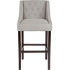 image:imageFlash Furniture Carmel Series 24 High Transitional Tufted Walnut Counter Height Stool with Accent Nail Trim in Dark Gray FabricLight Gray Fabric