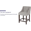 image:imageFlash Furniture Carmel Series 24 High Transitional Tufted Walnut Counter Height Stool with Accent Nail Trim in Dark Gray FabricLight Gray Fabric