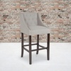 image:imageFlash Furniture Carmel Series 24 High Transitional Tufted Walnut Counter Height Stool with Accent Nail Trim in Dark Gray FabricLight Gray Fabric