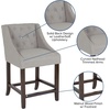 image:imageFlash Furniture Carmel Series 24 High Transitional Tufted Walnut Counter Height Stool with Accent Nail Trim in Dark Gray FabricLight Gray Fabric
